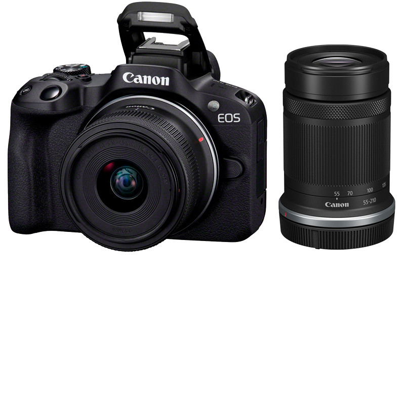 Canon EOS R50 negra 18-45 mm + 55-210 mm IS STM