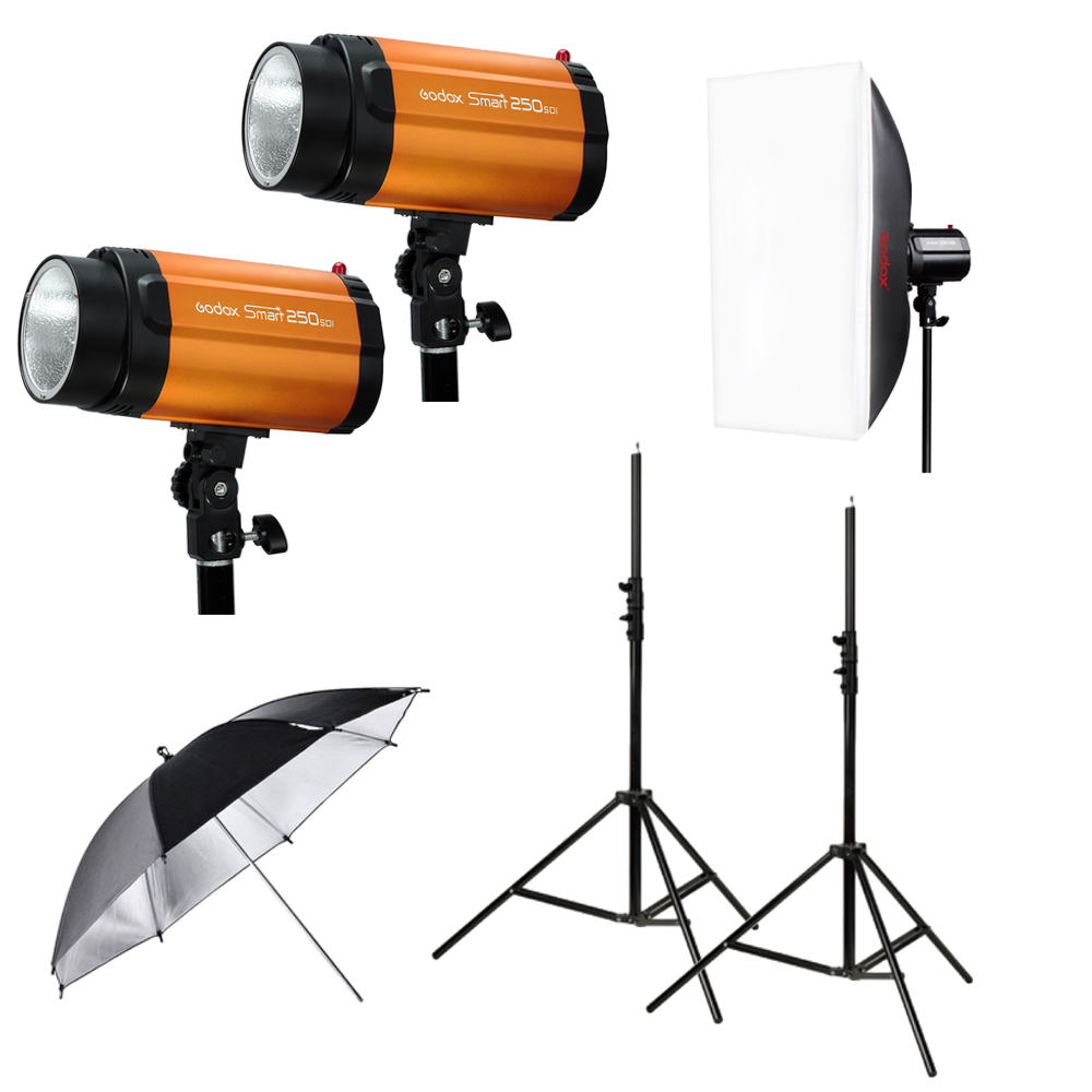 Mini Pioneer 250 Watt Softbox Paraplu Duo Kit