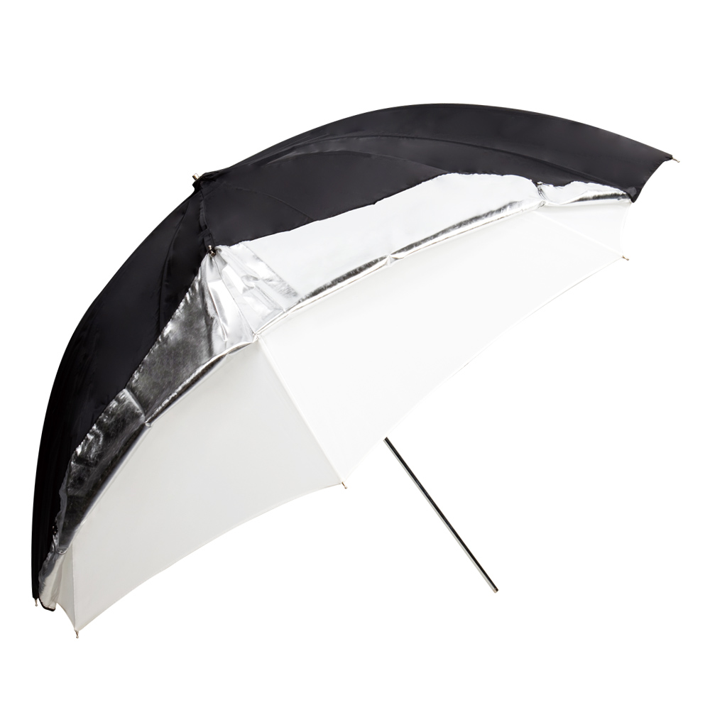 84cm Dual Duty Paraplu Zwart/Zilver/Wit