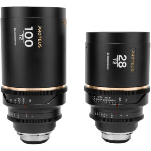 Proteus 2X Anamorphic 2-Lens Bundle Set C (28mm, 100mm) – Amber (Meters) – Arri PL/Canon EF