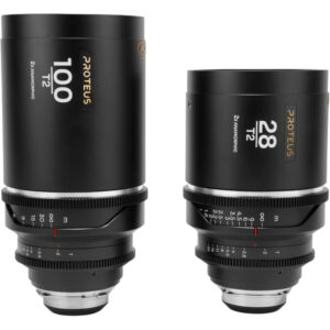 Proteus 2X Anamorphic 2-Lens Bundle Set C (28mm, 100mm) – Silver (Meters) – Arri PL/Canon EF