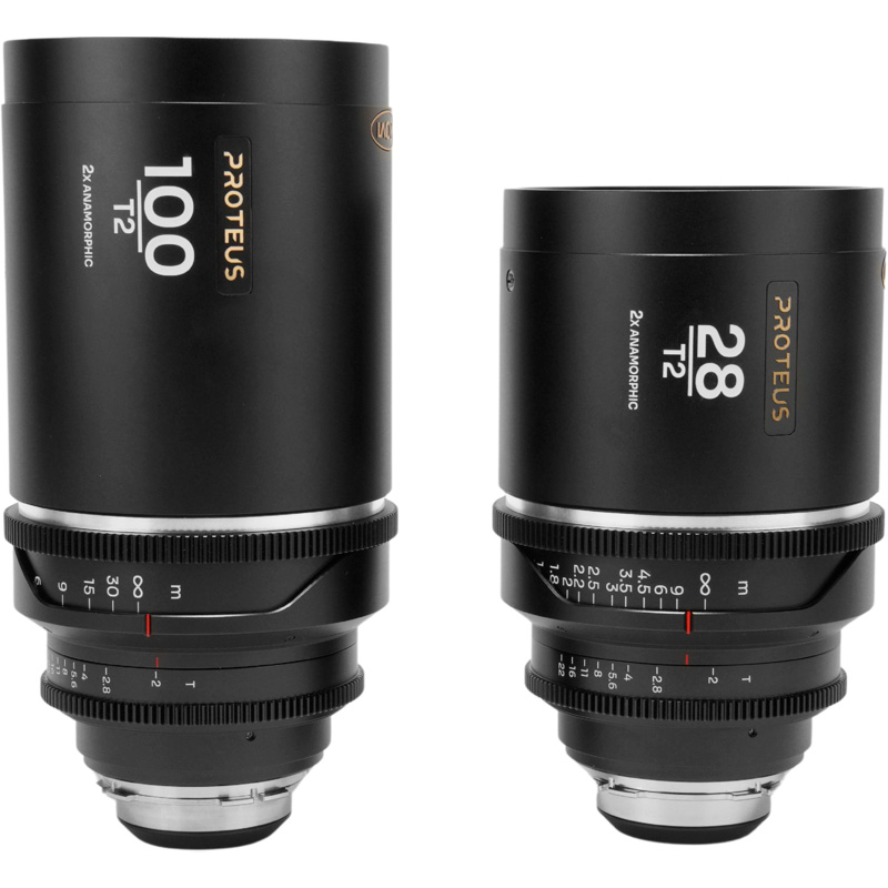 Proteus 2X Anamorphic 2-Lens Bundle Set C (28mm, 100mm) – Silver (Meters) – Arri PL/Canon EF