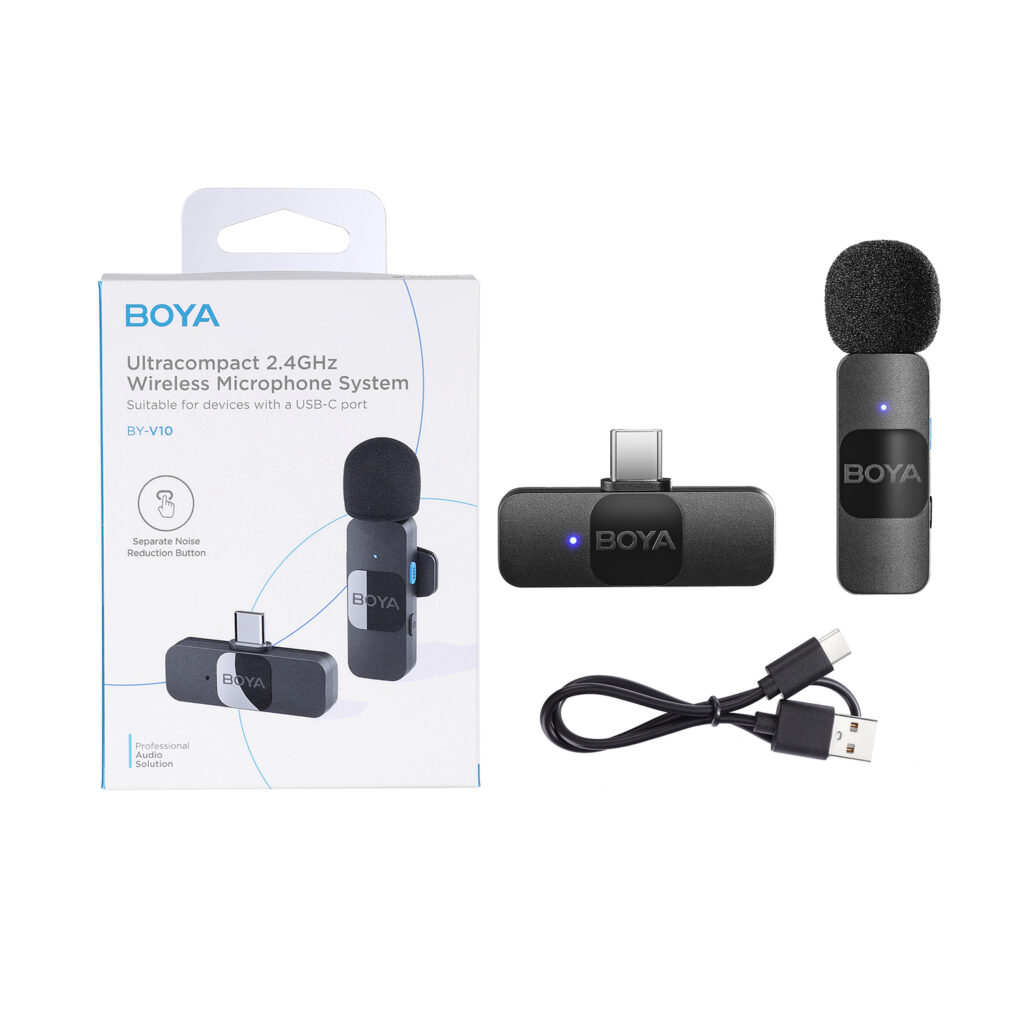 BY-V10 V2.0 – Wireless microphone for USB-C (1 x transmitter & 1 x receiver)