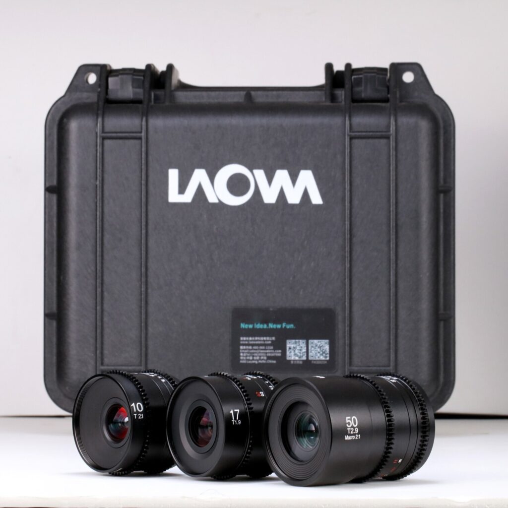 MFT Cine kit 3 optics 10mm/17mm/50mm macro