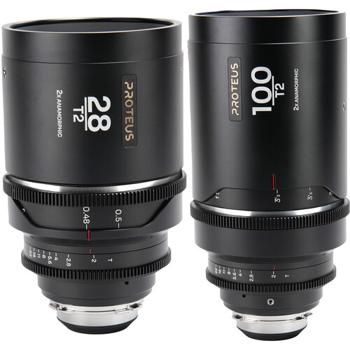 Proteus 2X Anamorphic 2-Lens Bundle Set C (28mm, 100mm) – Silver (Feet) – Arri PL/Canon EF