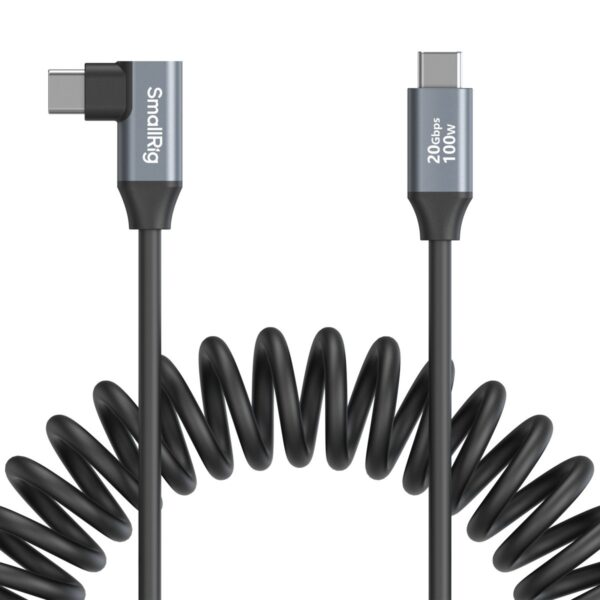 4792 USB-C (Straight) to USB-C (Angled) Coiled Data Cable