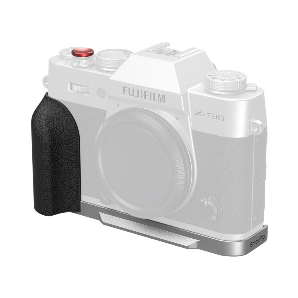 5664 L-Shaped Mount Plate with Silicone Handle for FUJIFILM X-T30 / X-T30 II / X-T30 III (Silver)