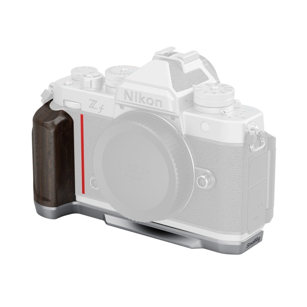 5707 L-Shaped Mount Plate with Wooden Handle for Nikon Z f (Silver)