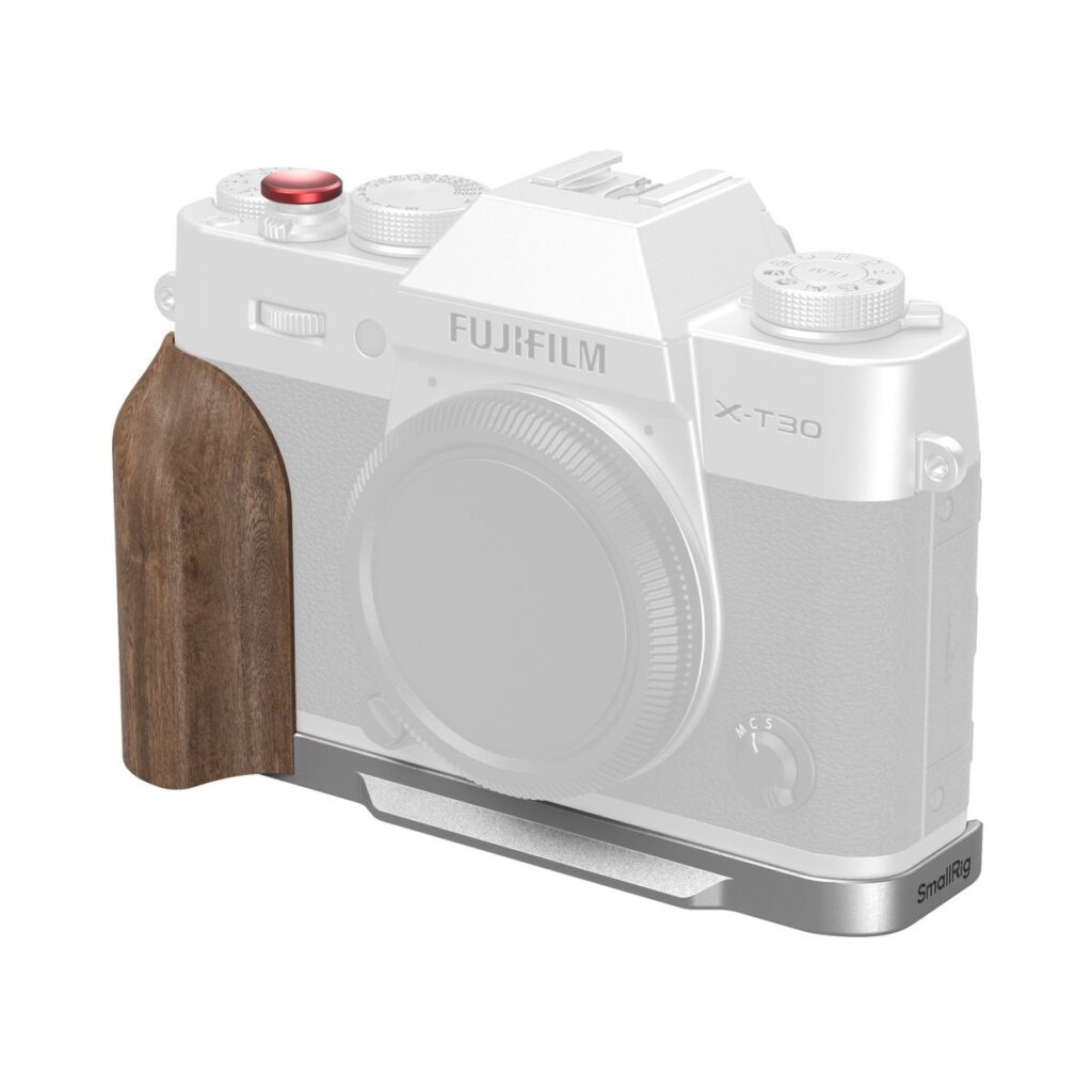 5667 L-Shaped Mount Plate with Wooden Handle for FUJIFILM X-T30 / X-T30 II / X-T30 III (Silver)