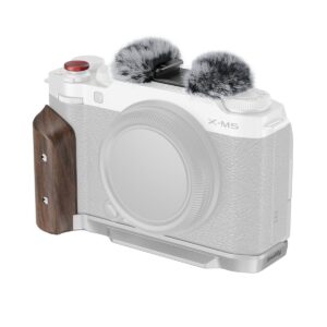 5261 L-Shape Mount Plate with Wooden Handle for FUJIFILM X-M5 (Silver)
