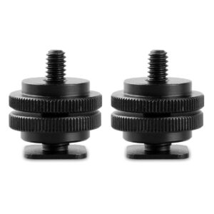 1631 Cold Shoe Adapter with 3/8″ to 1/4″ Thread( 2-Pack)
