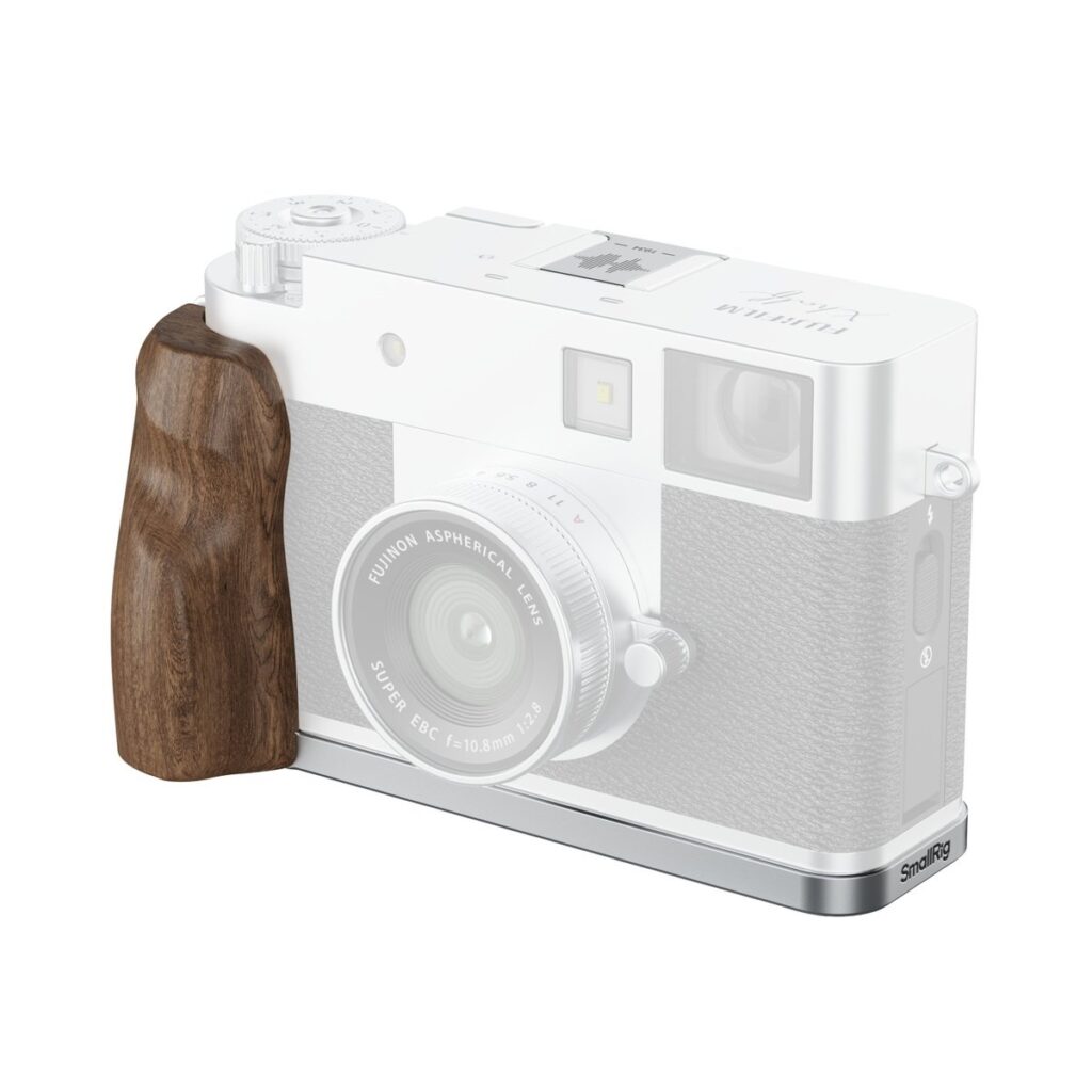5223 L-Shaped Mount Plate with Wooden Handle for FUJIFILM X half (Silver)