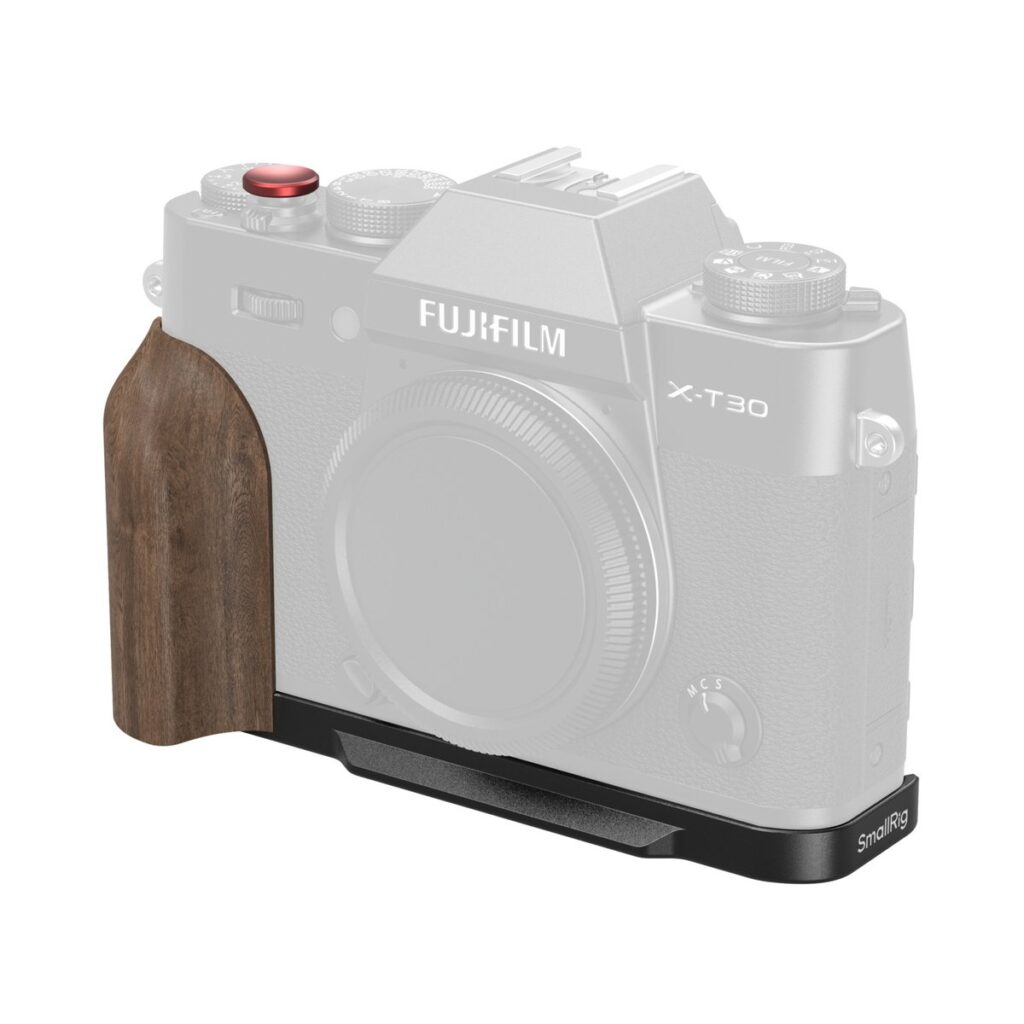 5666 L-Shaped Mount Plate with Wooden Handle for FUJIFILM X-T30 / X-T30 II / X-T30 III (Black)