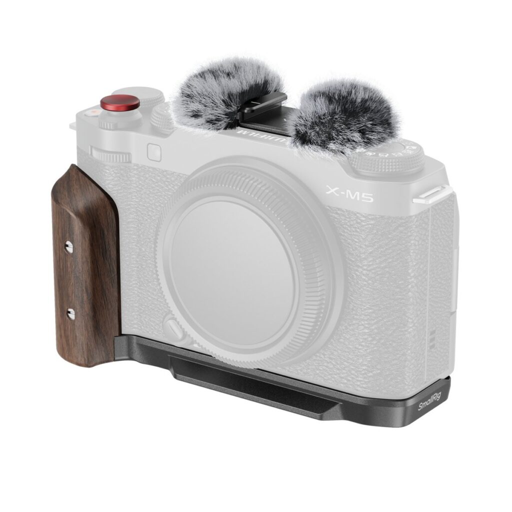 5260 L-Shape Mount Plate with Wooden Handle for FUJIFILM X-M5 (Black)