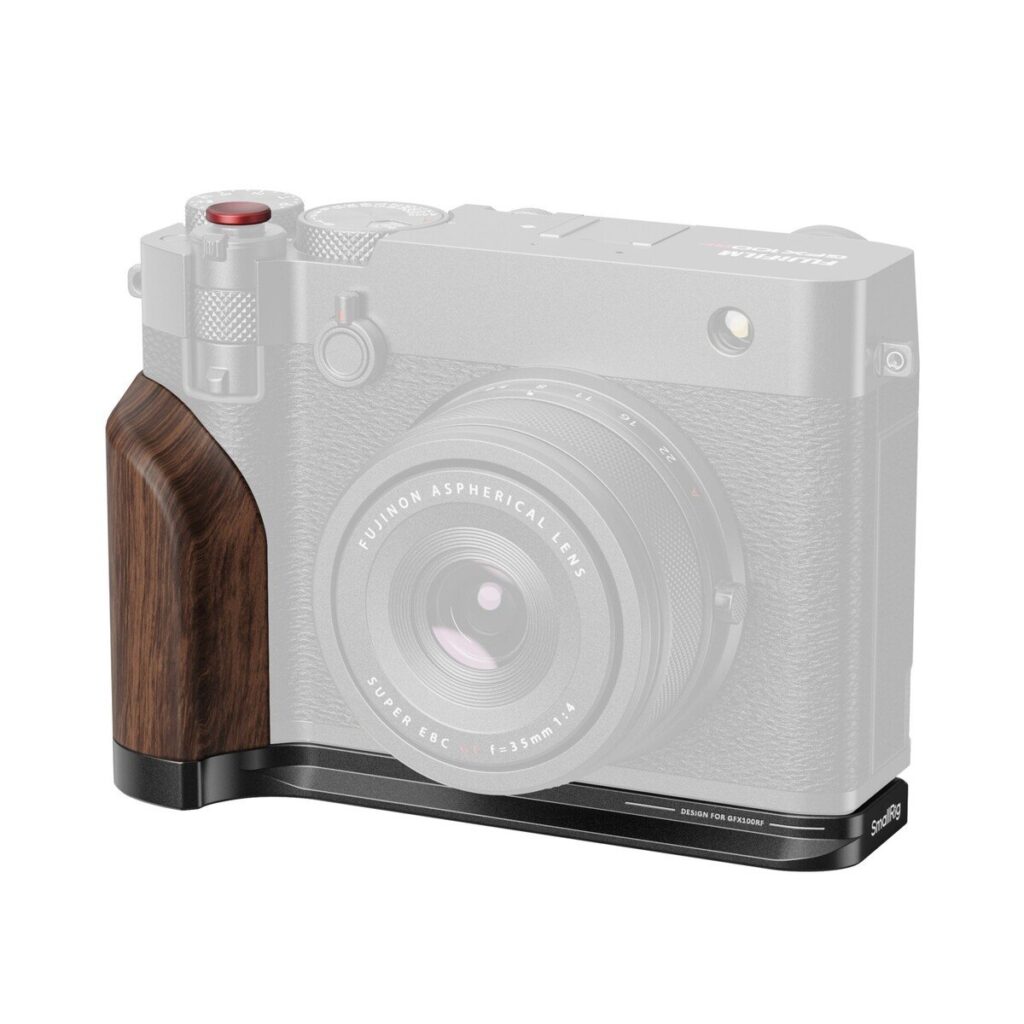 5266 L-Shape Mount Plate with Wooden Handle for FUJIFILM GFX100RF (Black)