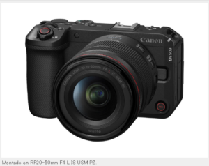 La EOS R6 V es una cámara de vídeo sin espejo de fotograma completo de 35 mm.