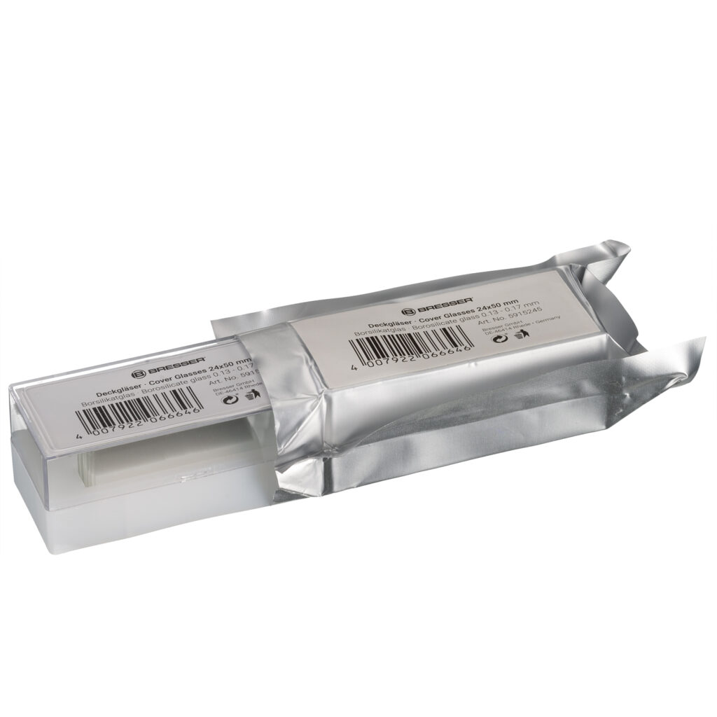 BRESSER Cubreobjetos 24×50 mm realizados en vidrio borosilicato – 200 unidades