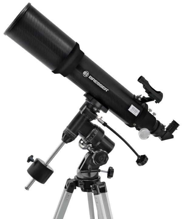 Telescopio refractor BRESSER Polaris-II 102/600 EQ3 con adaptador para smartphone y filtro solar
